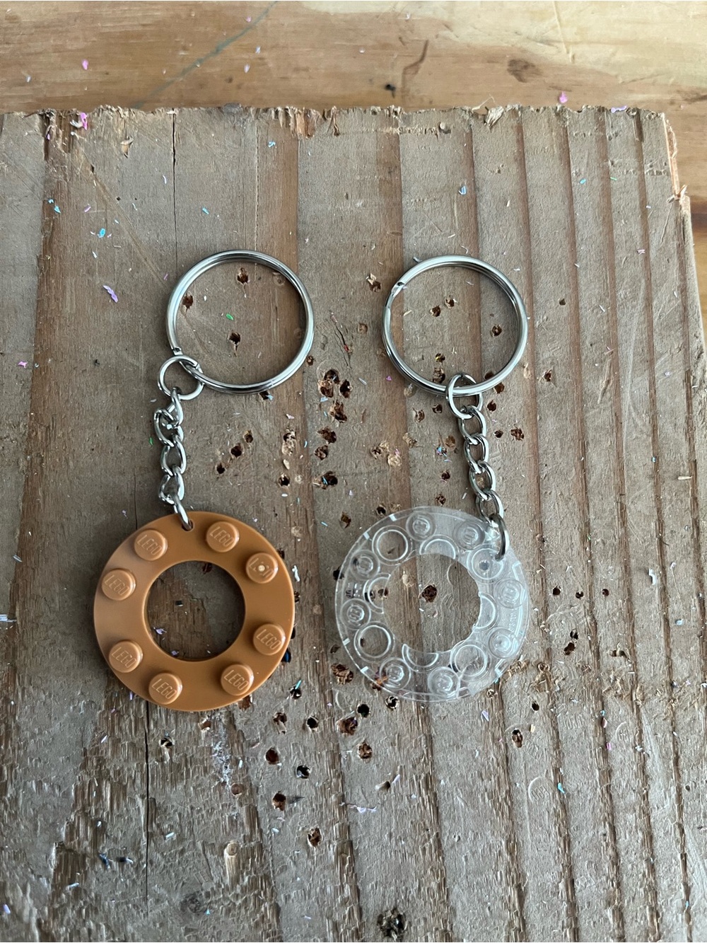 ONE Lego Brown or Clear Circle Ring Keychain